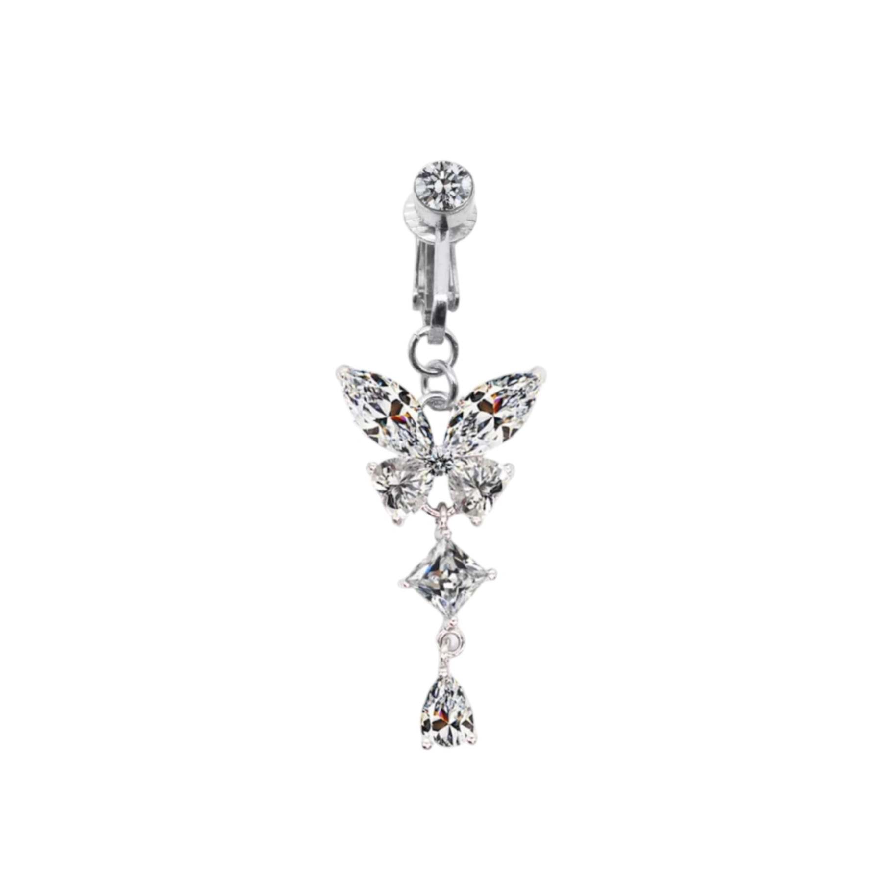 Punch-free zircon butterfly belly button nail-Thyye