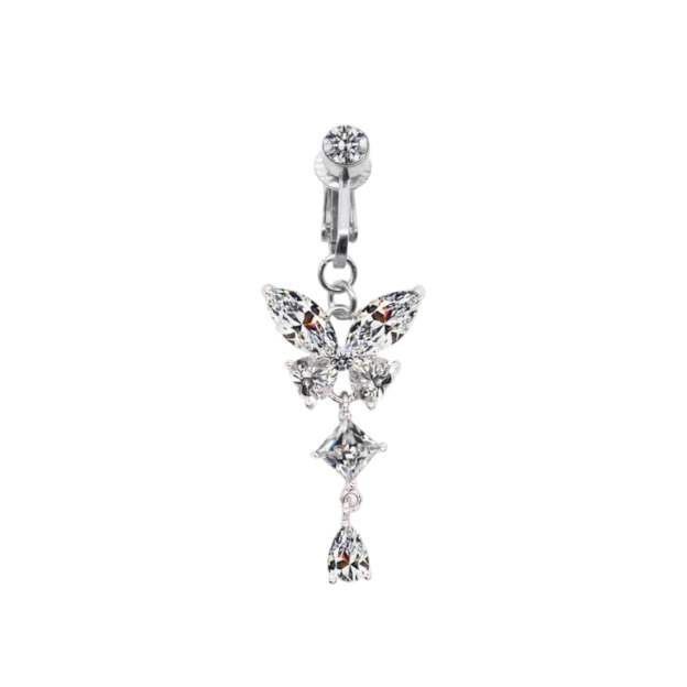 Punch-free zircon butterfly belly button nail-Thyye