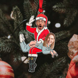 Couple - Custom Photo Funny Santa Couple - Personalized Acrylic Ornament-Thyye