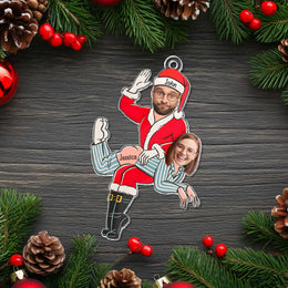 Couple - Custom Photo Funny Santa Couple - Personalized Acrylic Ornament-Thyye