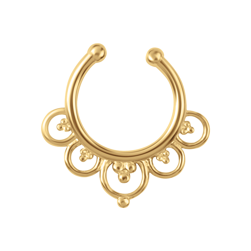 Oval hollow flower shaped false nipple ring-Thyye