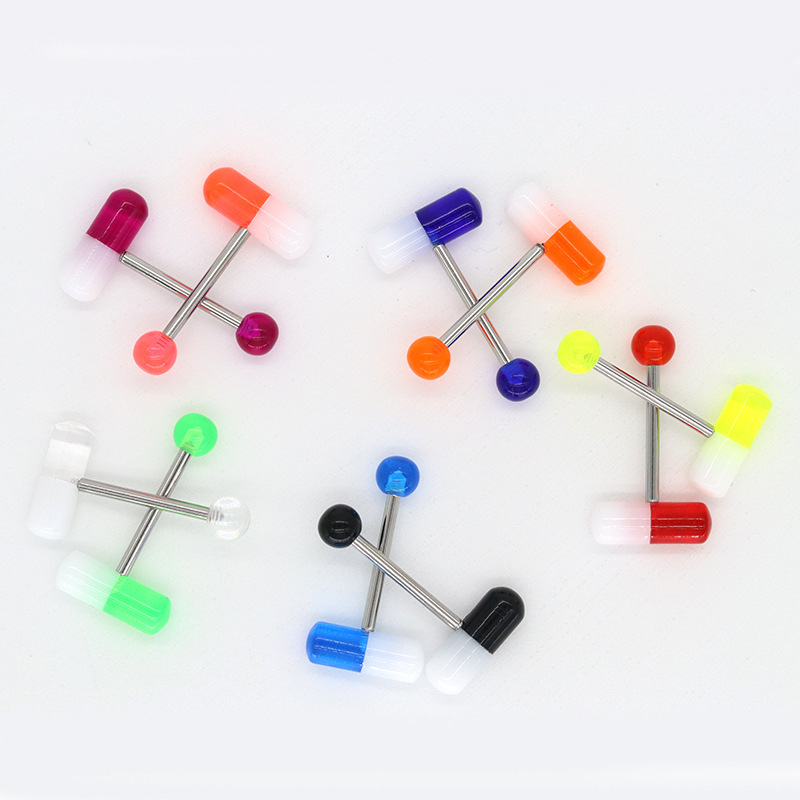 Color capsule tongue studs-Thyye