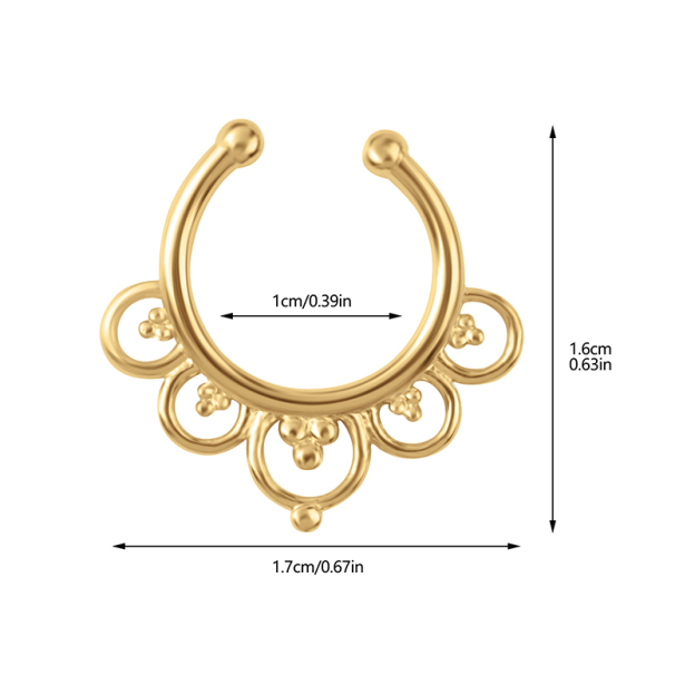 Oval hollow flower shaped false nipple ring-Thyye
