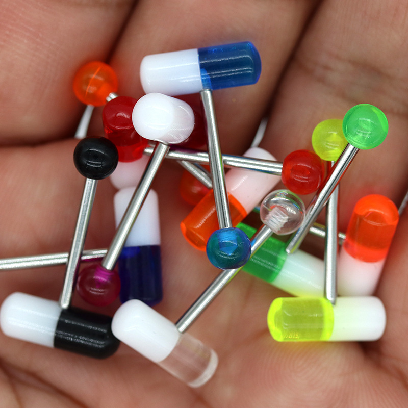 Color capsule tongue studs-Thyye