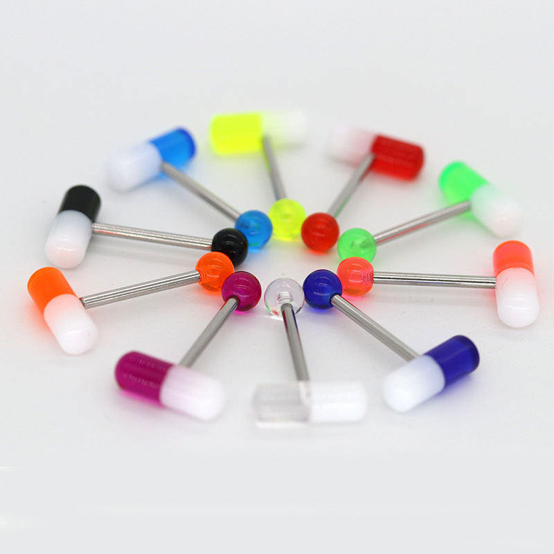 Color capsule tongue studs-Thyye