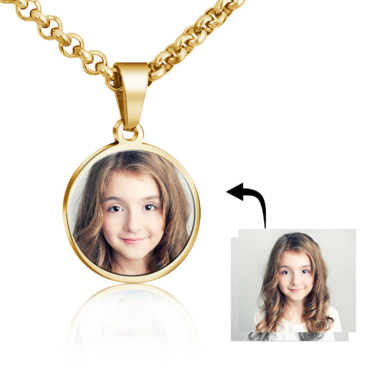 Stainless Steel Personalized DIY Color Printed Photo Necklace-Thyye