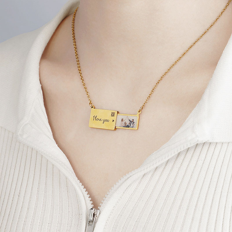 Personalized photo box clavicle chain-Thyye