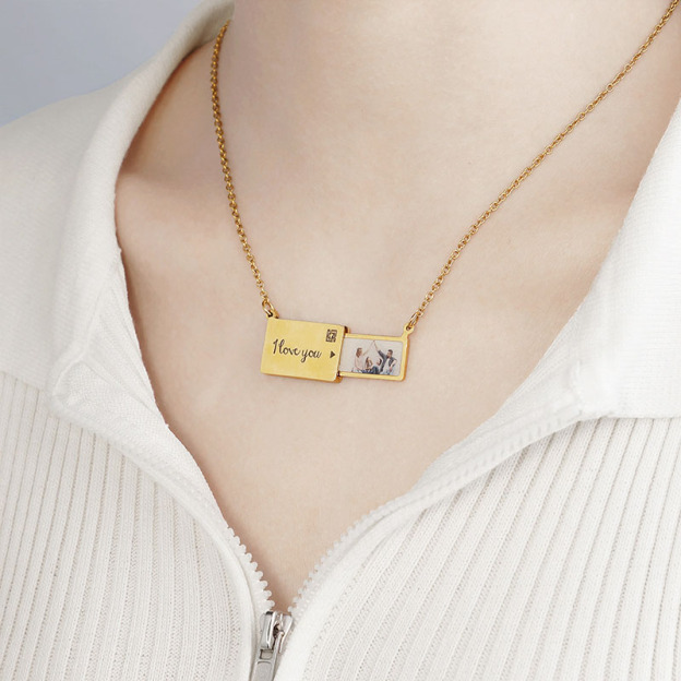 Personalized photo box clavicle chain-Thyye