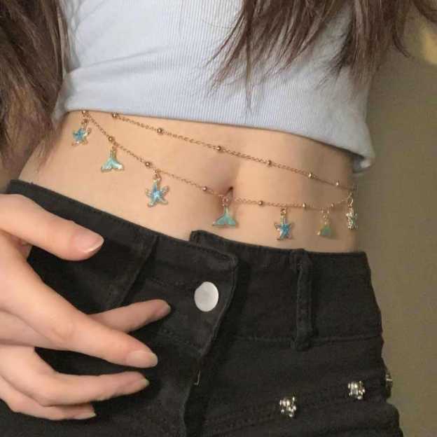Double-layer star tassel waist chain