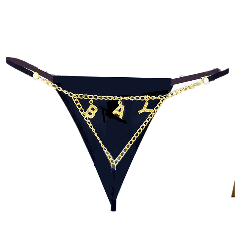 Rhinestone Letter Pendant Briefs-Thyye