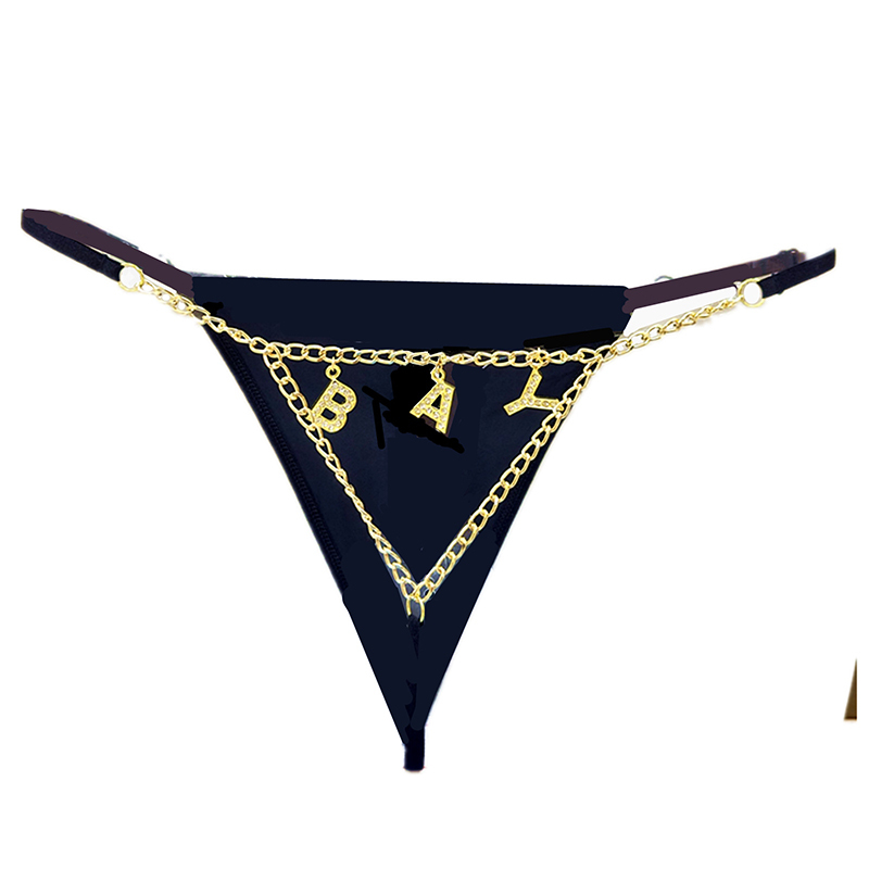 Rhinestone Letter Pendant Briefs-Thyye