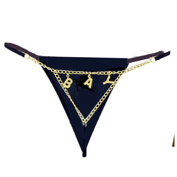 Rhinestone Letter Pendant Briefs-Thyye