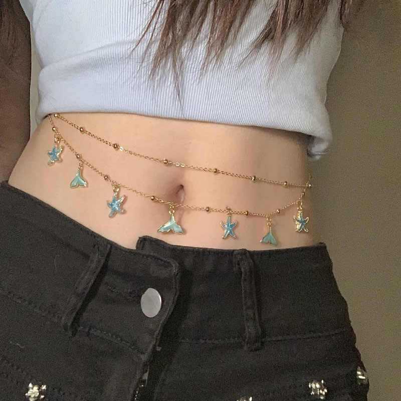 Double-layer star tassel waist chain