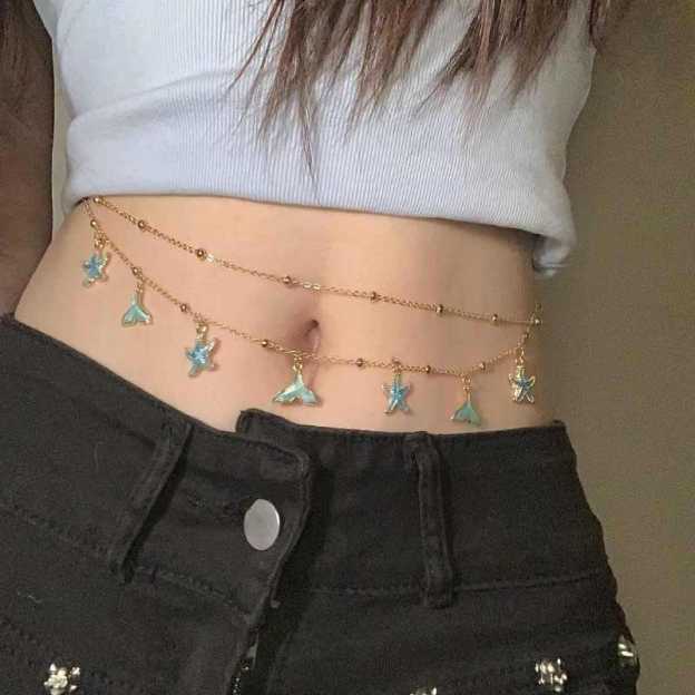 Double-layer star tassel waist chain