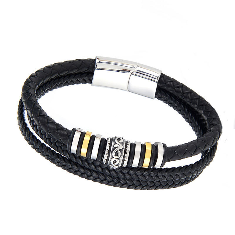 An meinen Enkel - Geflochtenes Edelstahl Lederarmband-Thyye