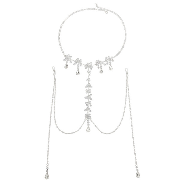 Silver Blossom Drop Torso Chain