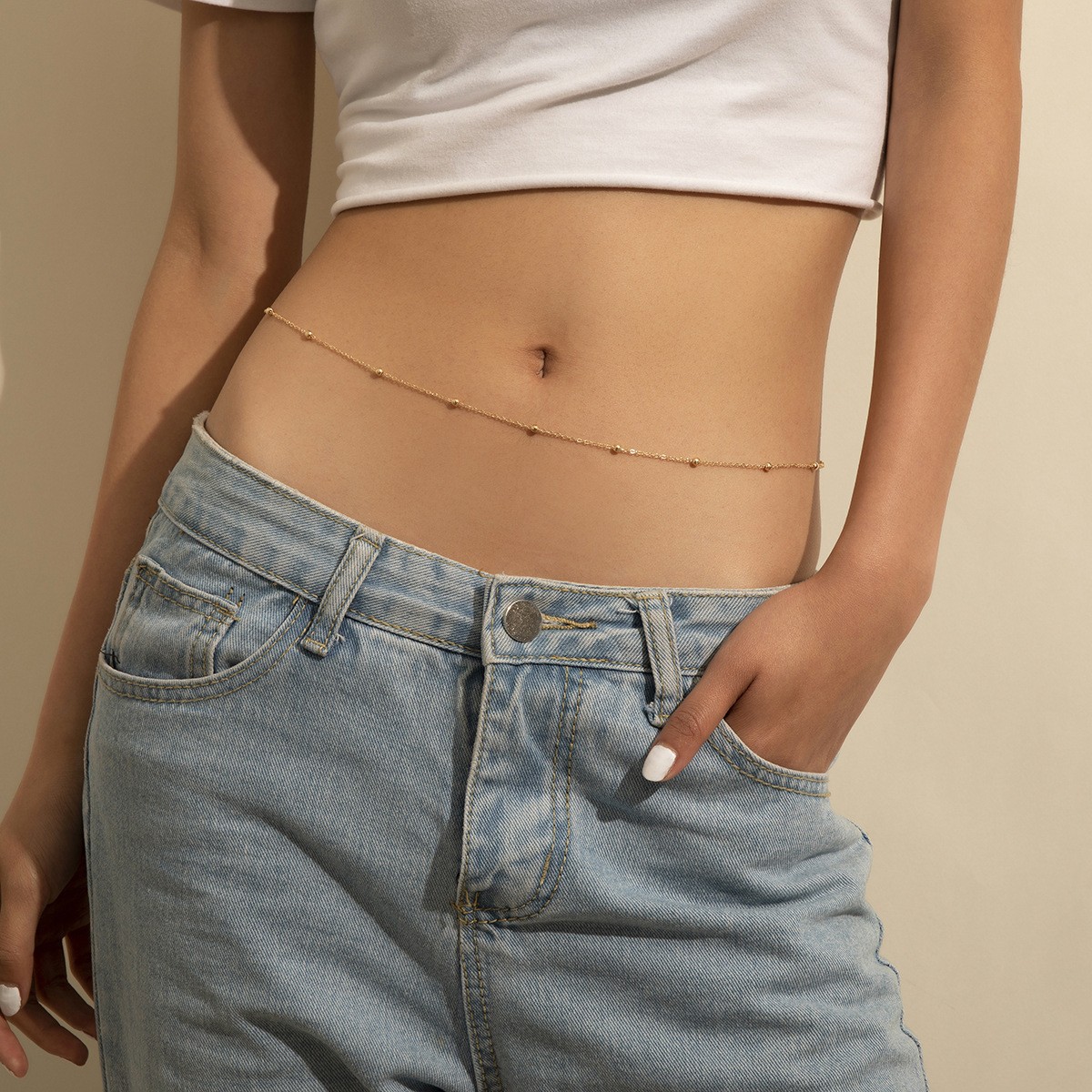 Sexy geometric beaded body chain