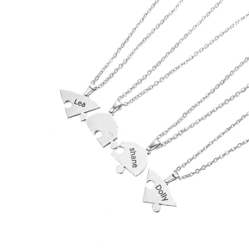 Heart Engraved Puzzle Pendant Necklace-Thyye