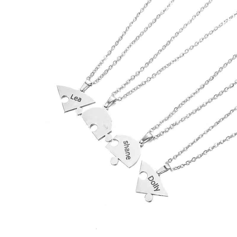 Heart Engraved Puzzle Pendant Necklace-Thyye