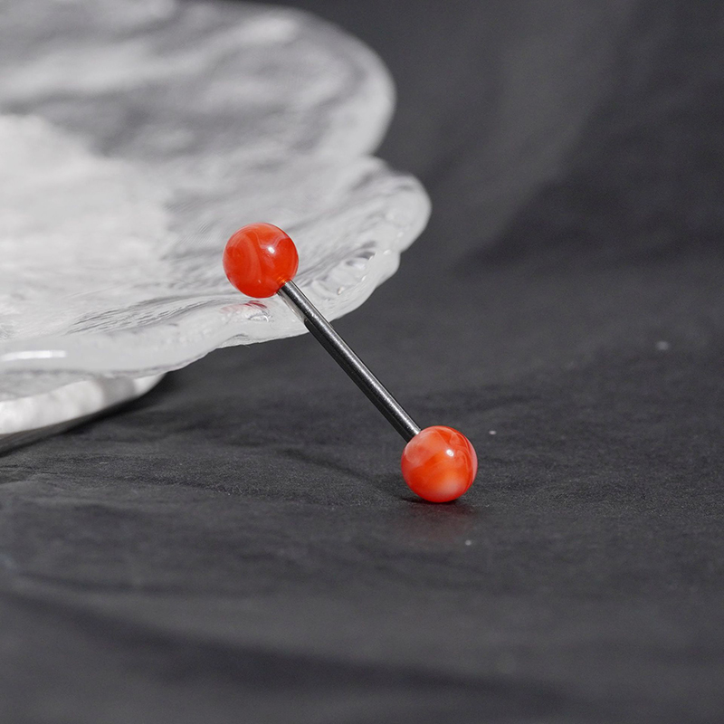 Acrylic tongue studs two-color ball tongue decoration-Thyye