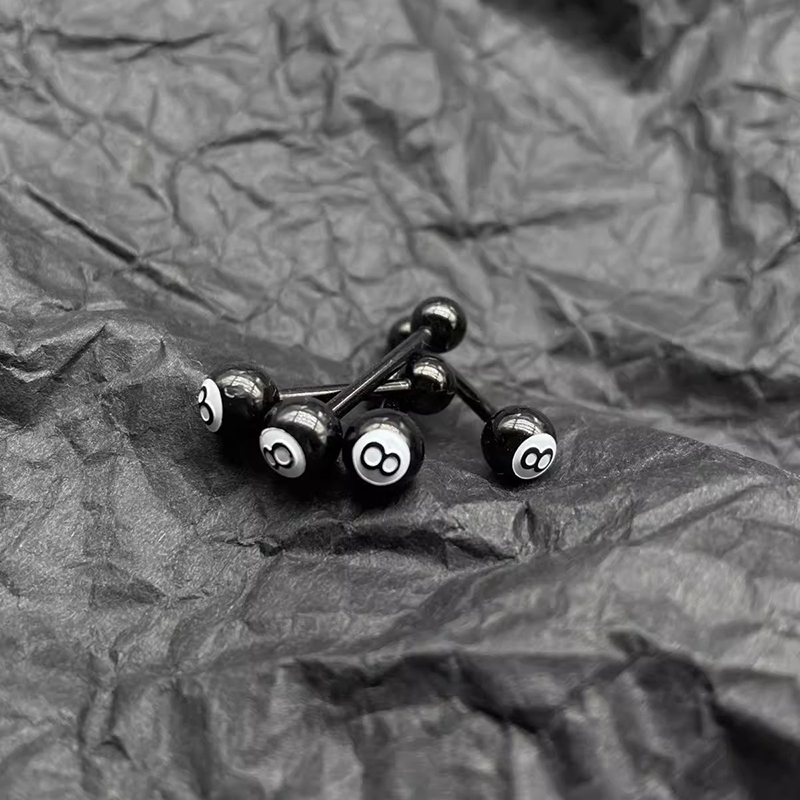 Black 8 Billiards Titanium Steel Tongue Studs-Thyye