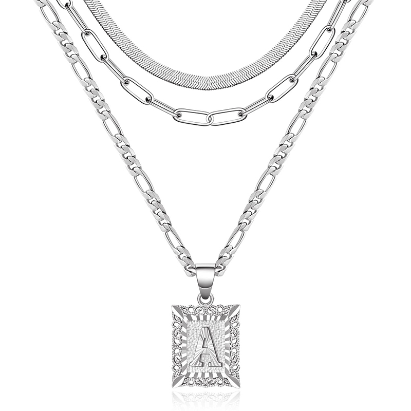 Alphabet necklace versatile figaro chain snake bone chain-Thyye