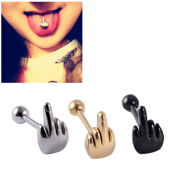 Middle finger tongue ring-Thyye