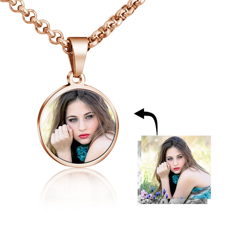Stainless Steel Personalized DIY Color Printed Photo Necklace-Thyye