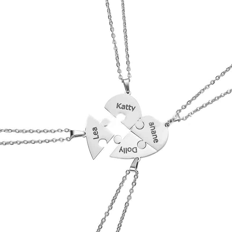 Heart Engraved Puzzle Pendant Necklace-Thyye
