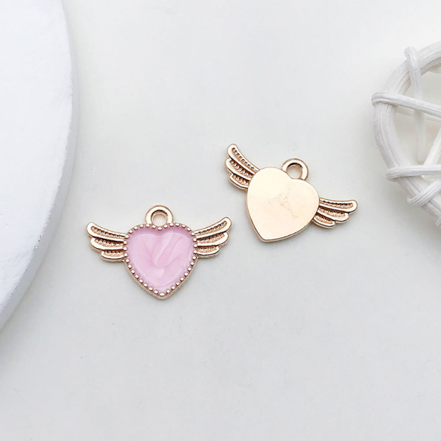 Wings peach heart shaped nipple clamps-Thyye