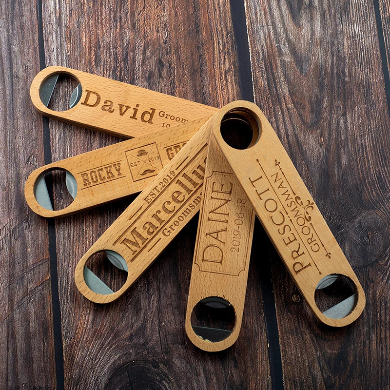 Stainless steel beer bottle opener with wooden handle-Thyye