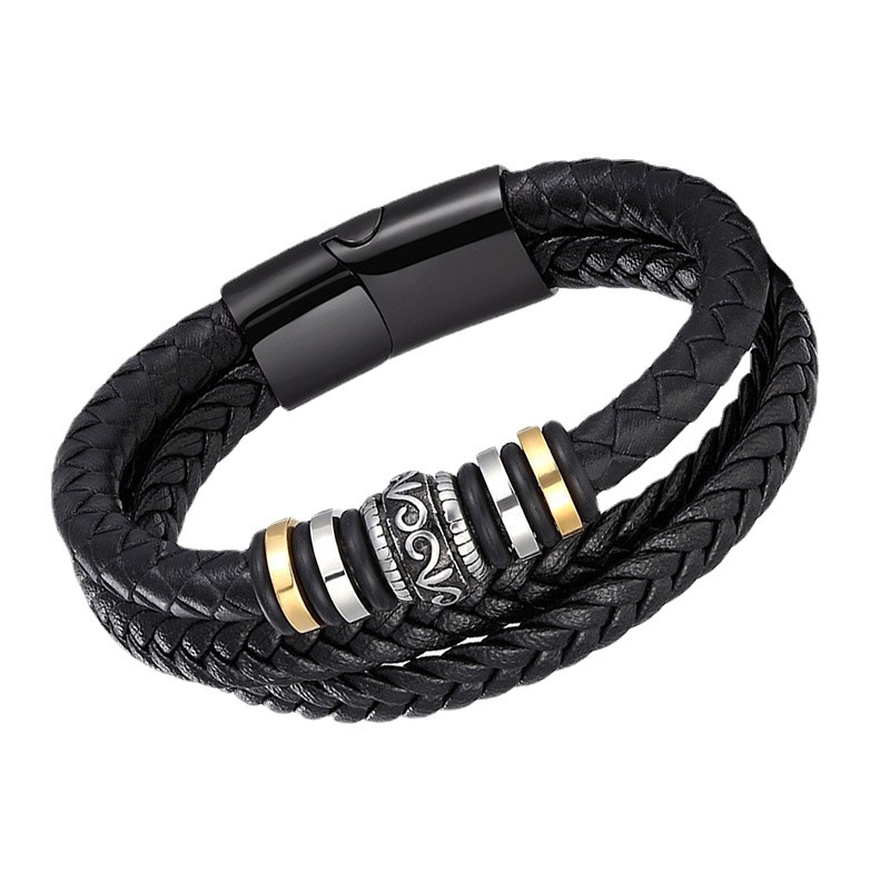An meinen Enkel - Geflochtenes Edelstahl Lederarmband-Thyye