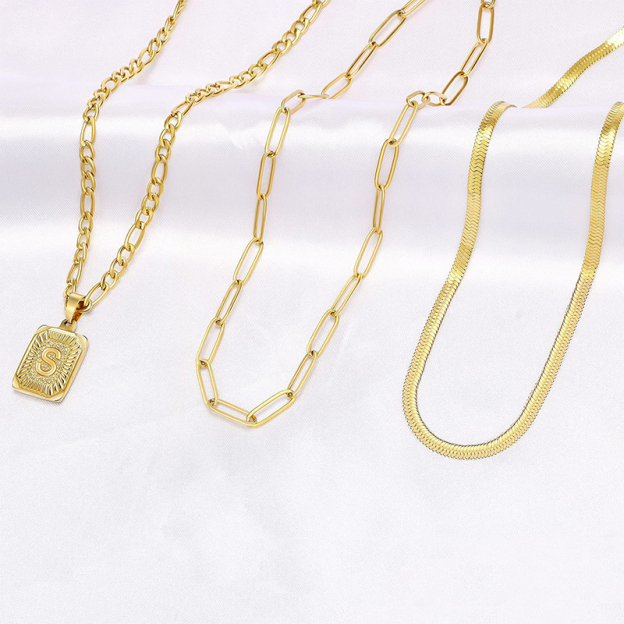 Alphabet necklace versatile figaro chain snake bone chain-Thyye