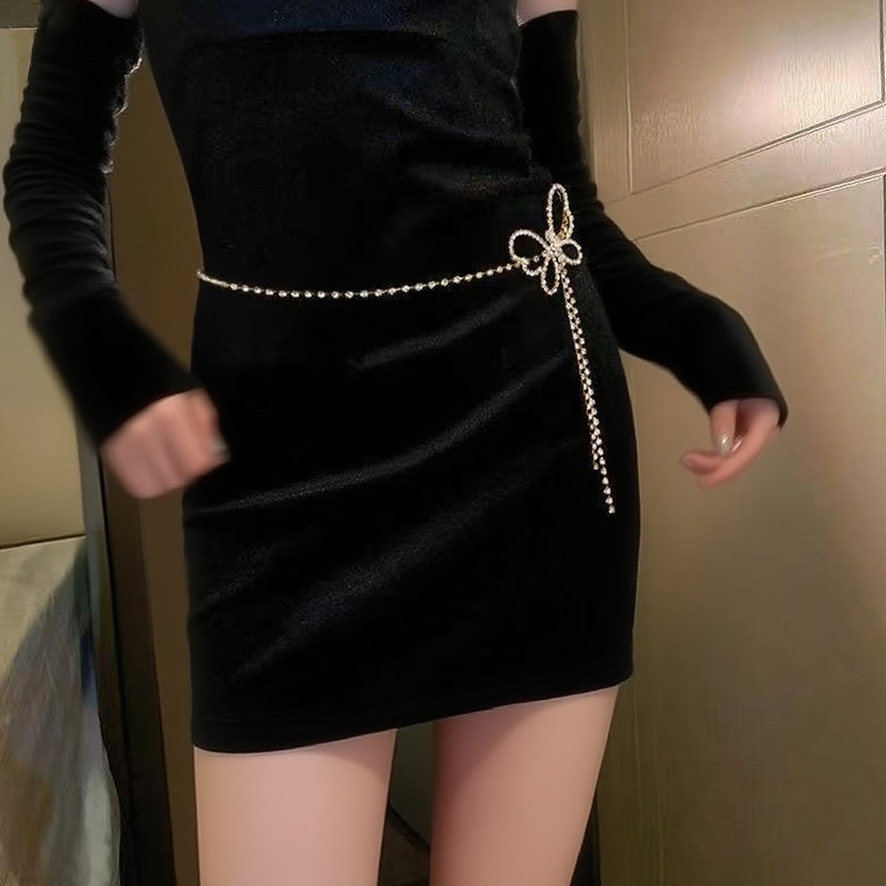 Crystal Bow Lariat Chain