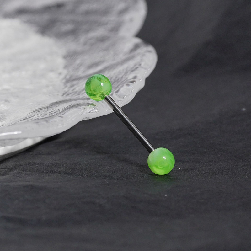 Acrylic tongue studs two-color ball tongue decoration-Thyye