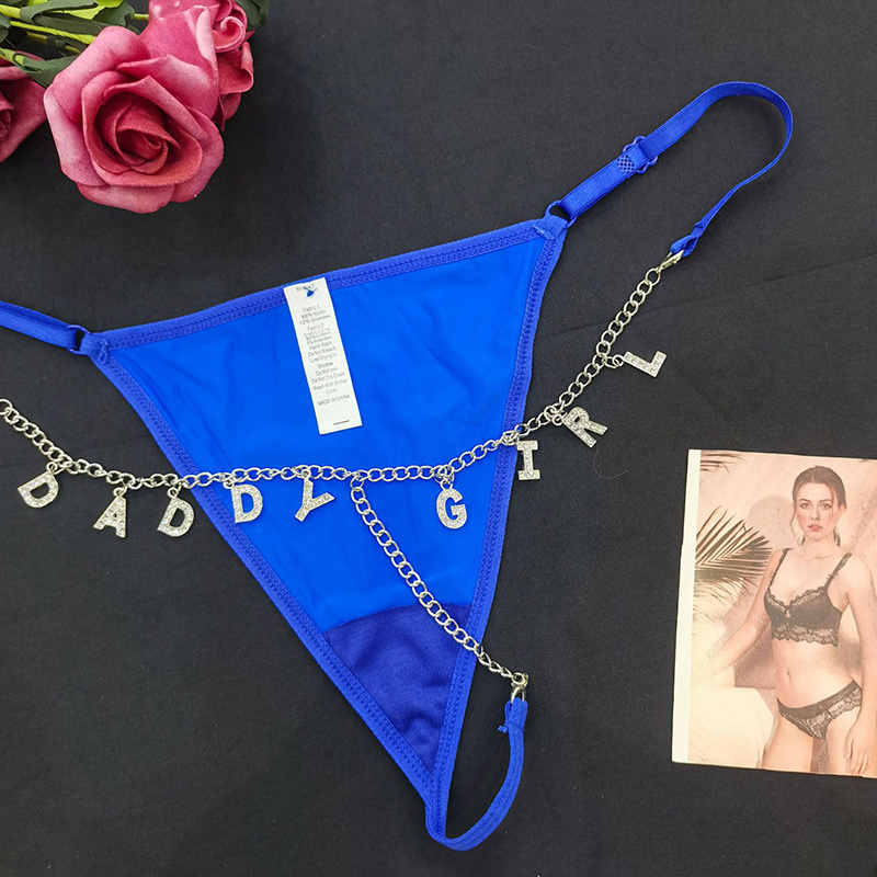 Sexy rhinestone lettering briefs-Thyye