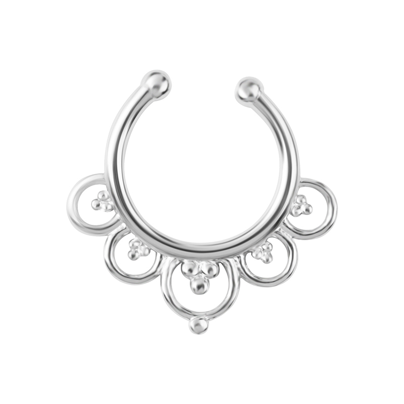 Oval hollow flower shaped false nipple ring-Thyye