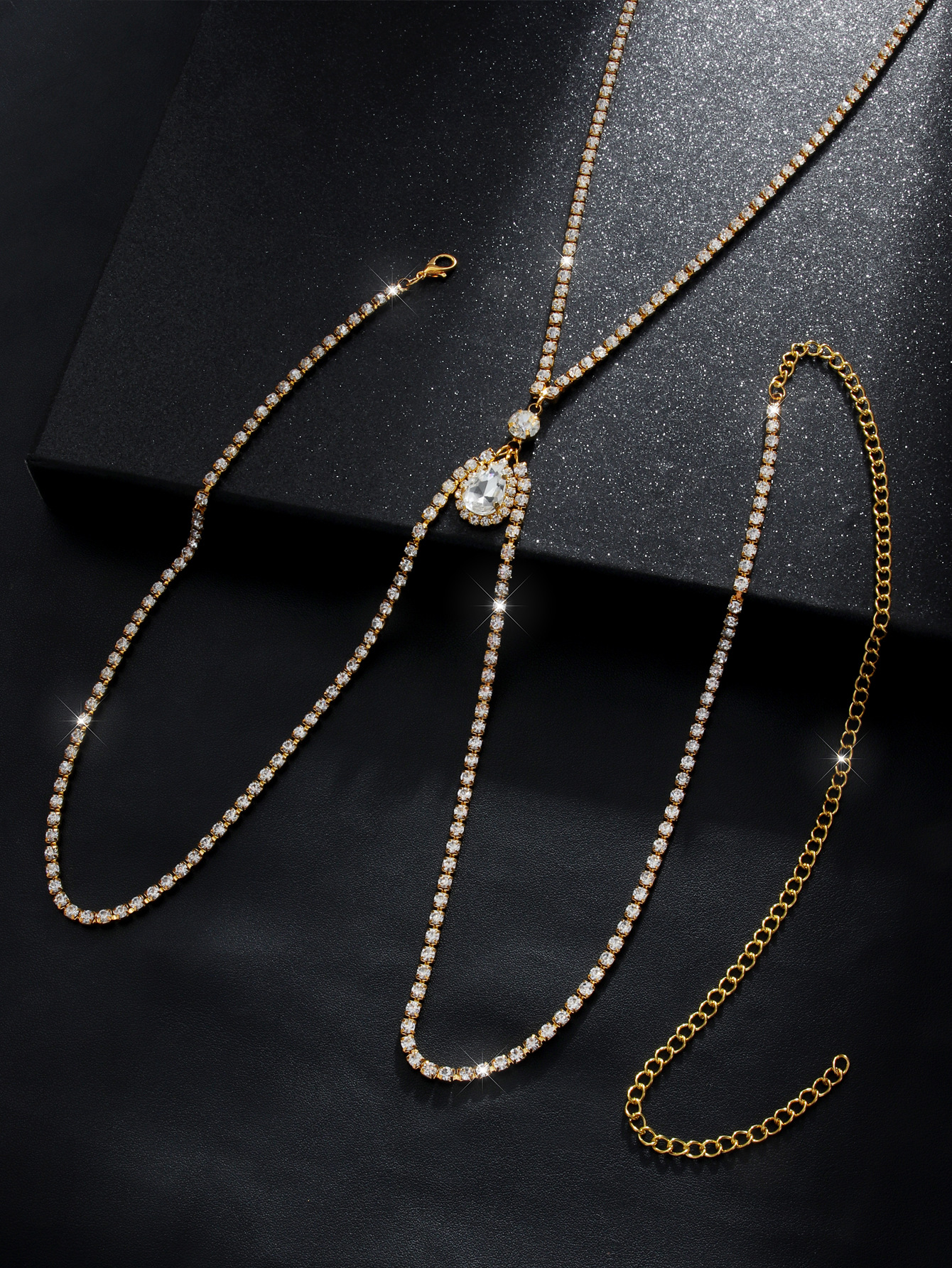 Nightclub bikini rhinestone body chain