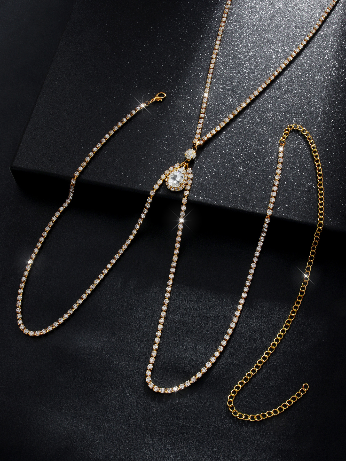 Nightclub bikini rhinestone body chain