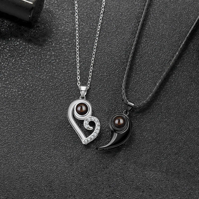 Heart-shaped love magnetic projection pendant necklace-Thyye