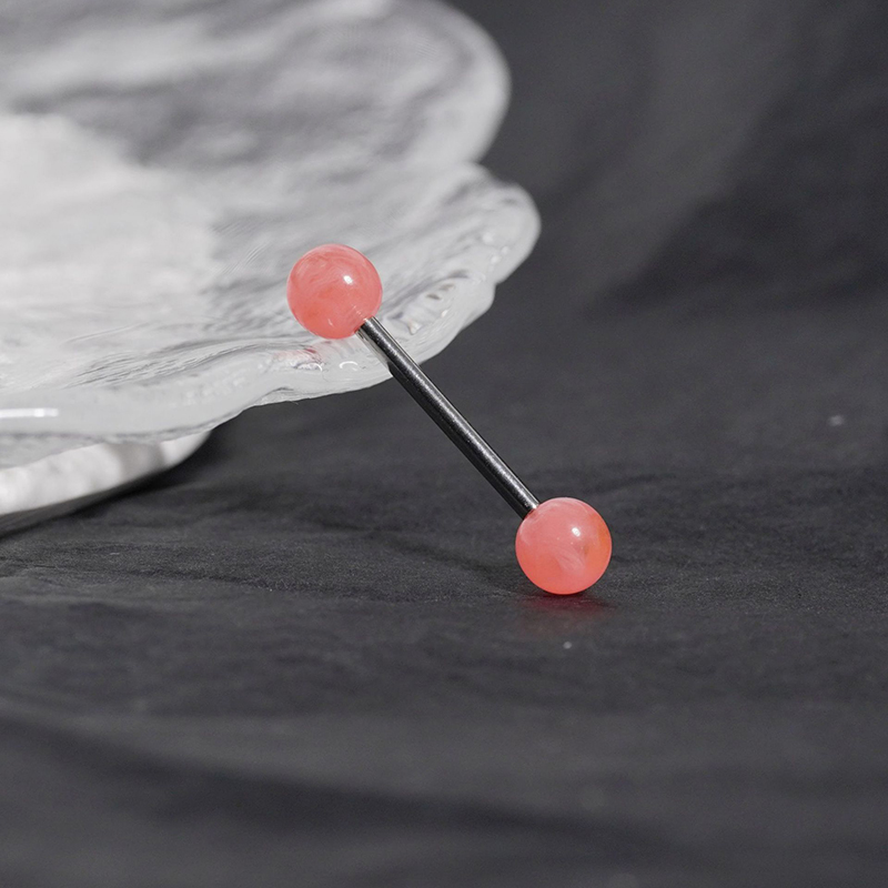 Acrylic tongue studs two-color ball tongue decoration-Thyye