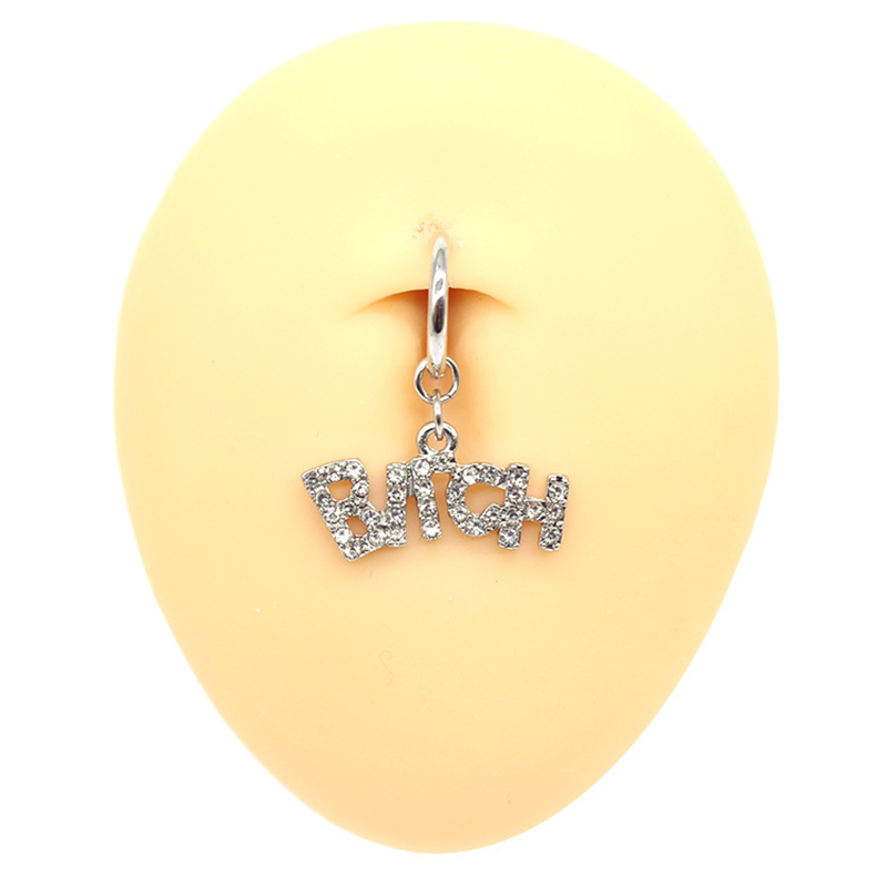 Shining diamond letter navel ring without hole-Thyye