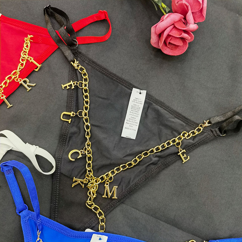 Sexy rhinestone lettering briefs-Thyye