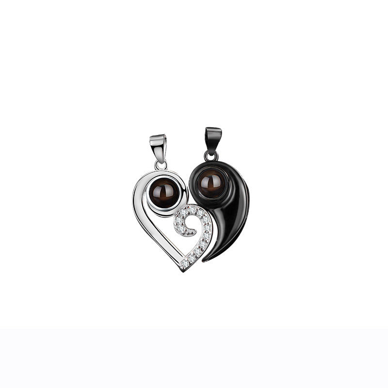 Heart-shaped love magnetic projection pendant necklace-Thyye