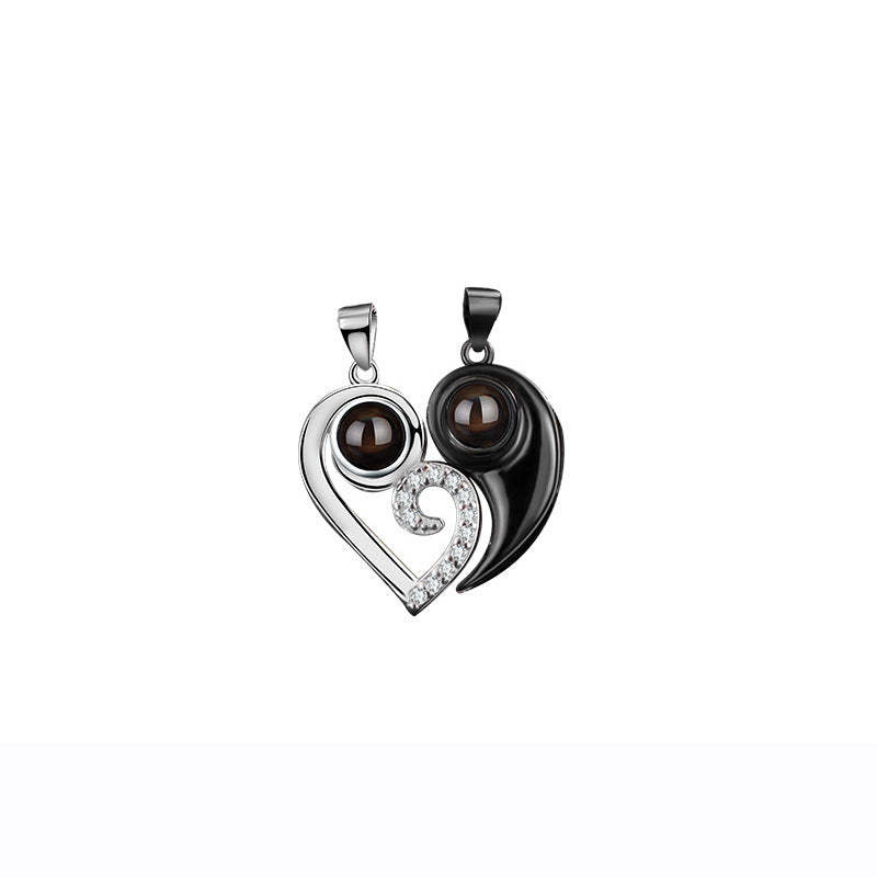Heart-shaped love magnetic projection pendant necklace-Thyye