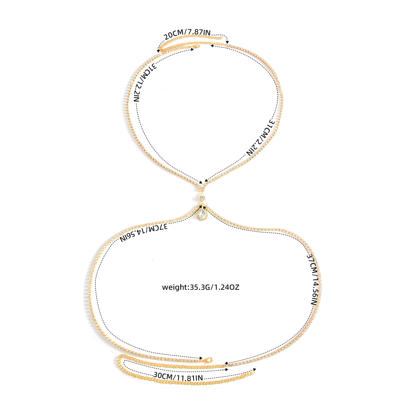 Nightclub bikini rhinestone body chain