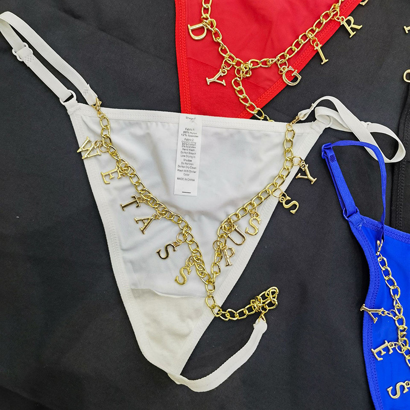 Sexy rhinestone lettering briefs-Thyye