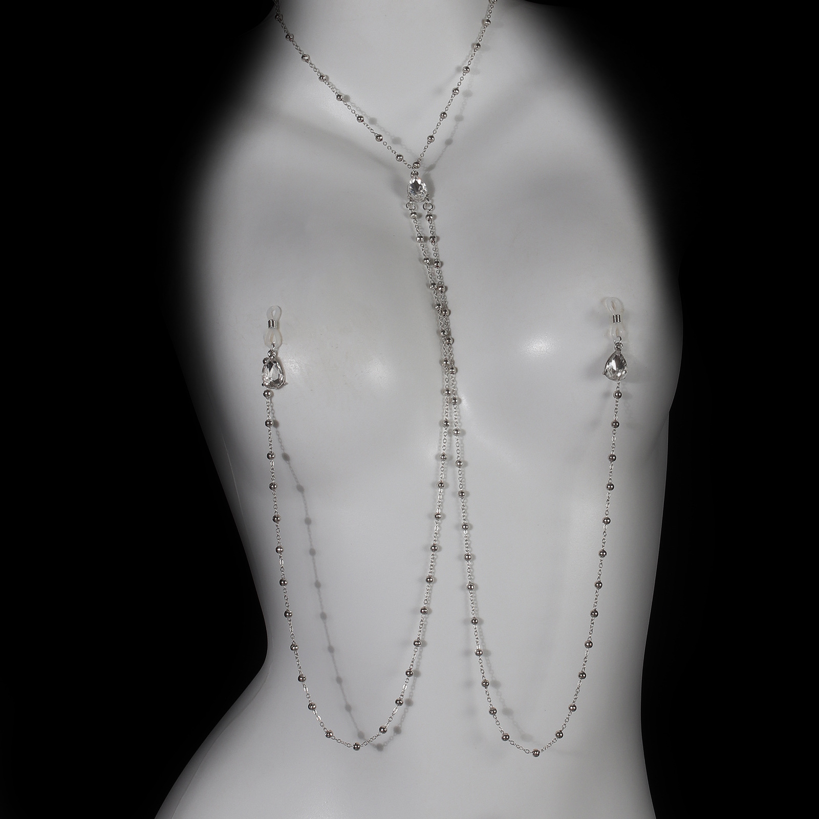 Silver Droplet Strand Torso Chain