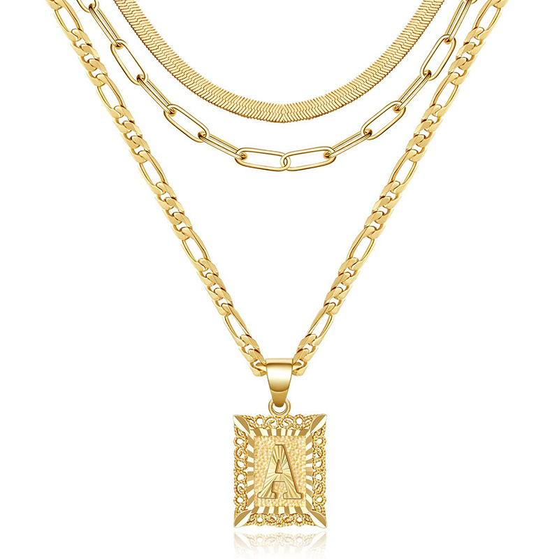 Alphabet necklace versatile figaro chain snake bone chain-Thyye