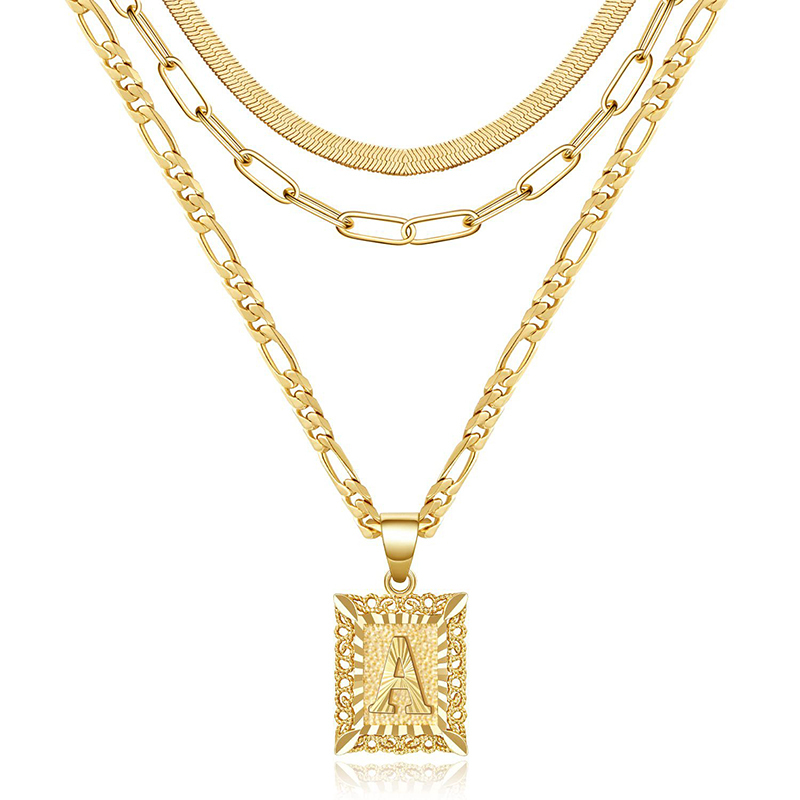 Alphabet necklace versatile figaro chain snake bone chain-Thyye